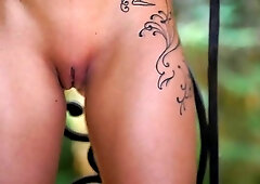 Sexy brunette with a beautiful smile, Cameron Canada likes to play with her soaking wet pussy