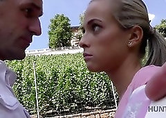 Hunt4k. wise pickup in the park causes sex with teenie stunner