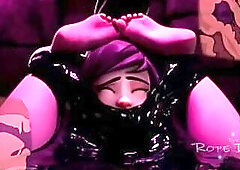 Mei from Overwatch being fucked in latex bondage