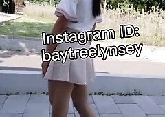 Tgirl upskir in street