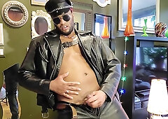 Kennie Jai drains off in leather and spunks LARGE for you!!