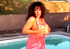 Concupiscent floozy sucks a jock and gets drilled then her giant titties jizzed. Outdoor scene with shaking and massage large melons with playgirl and
