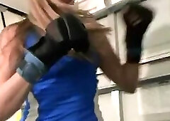 Sadistic girl beats him up and laughs