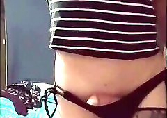 Spanking and posing sissy