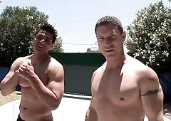 Cute hot teen eats 2 massive jocks cumming in her face