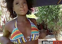 Cute Black Sweetheart Sloppy Sucks Large White Schlong Outdoors Then Gets RAILED