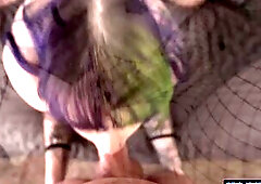 Fishnet joy with frisky goth cutie