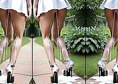 Sexy angels in ultra high Plateaus on the concrete in public. Heels full of cum. Hawt Legs in skyhigh shoes