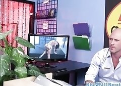 Blonde squirting babe masturbates in shop