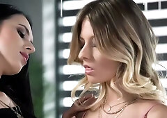 Alyssa Bounty and Rebecca Volpetti indulge in intimate lingerie play with deep ass and vulva licking