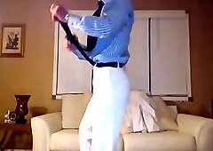 Sexy striptease before fucking his fleshlight