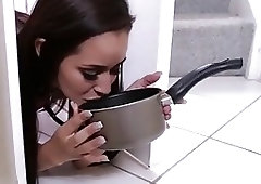 Impressive deep throat action from a submissive skinny teen girl