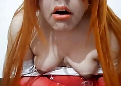 Trans Asuka with SADOMASOCHISM Nose Hook Bizarre Bazookas Vacuum Pump Lactation and Teat Squeezing with Heels