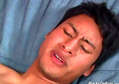 Brazilian boy deep-throating black dick