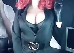 Pinup redhead trans cums