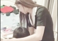 asian t-girl Dominatrix face sitting on her sub