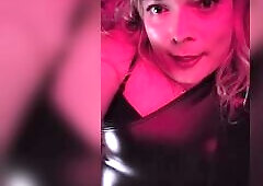 (POV Roleplay) Gorgerous trans mother i'd like to fuck shows off her mew ebony, wetlook, shiny noir costume and entreats dad to touch her