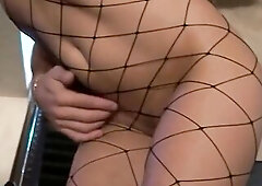 A big blond engages in booty-plug and is ejaculated upon.