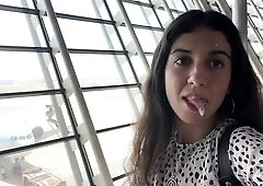 Insane CUMWALK in Large AIRPORT Full of People Risky Public Oral job