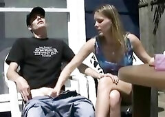 Erica smokes a cigarette and jerk off a male!