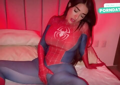 Spiderman Leaves His Spider Girl Covered In Cum - Jessica Sodi