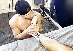 Big cock cumshot, suck two cocks, gay moaning