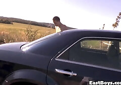 Hand Job my BOYFRIEND's spunk-pump in limousine