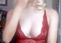 Sissy Maggie - cum with fake breast 2