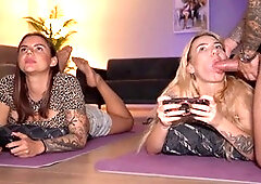 Video game sex, nerd girl, fucking on the floor