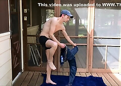 Strip And Cum Outdoors