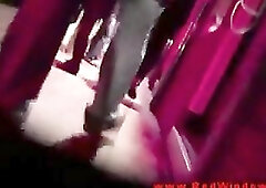 Euro prostitute gobbles a sex tourists shlong in Amsterdam