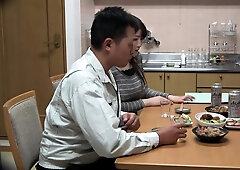 Bodacious Asian wife in pantyhose can't resist a hard cock