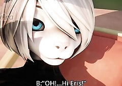 Ankha and 2B have a filthy trio in the beach