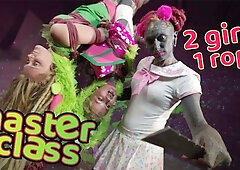 Shibari Master Class - Rigger Lily Lu Suspend 2 Rope Bunnys At The Same Time - Anuskatzz Dreadlocks