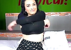 Poka Dot Skirt. High Heels and Long Legs Lead to a Big Cock and Firm Tits