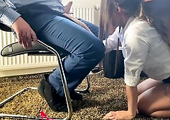 my intimate secretary giving the boss a oral pleasure beneath the desk