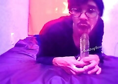 Crossdresser blowjob, fledgling, cums in mouth