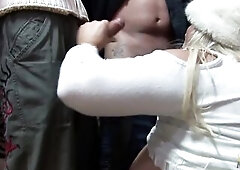 Curvy blond gal enchanting multiple boyz at the same time