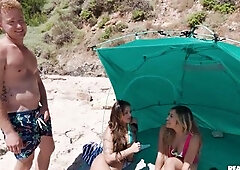 The Reporter Participate Into Making Of Threesome While Shooting On The Beach