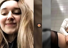 Smoking hot brunette toying tasty pussy in stockings