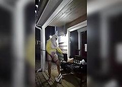 DeeDeeSlut out for the night in yoga panties sucking on her toys