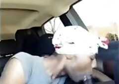 Black Crossdresser Blowjob in Car
