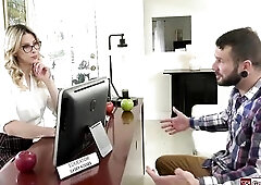 Breasty trans teacher Casey Kisses is tempted by a teacher.The blond tgirl strokes their large jocks jointly.The tranny facefucks him and then the tat