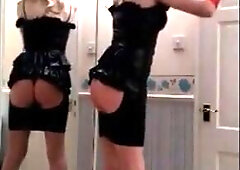 Playing in my new PVC dress25