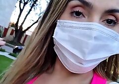 Walking around without underwear, showing my and squirting