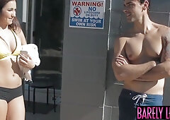 Young babe Stella May riding big dick on sunny day