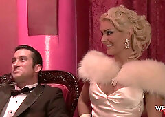 Vintage party decadence with Natasha Marley and Jessica Bangkok in lace masks and chains