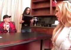 Shyla Stylez is giving a new babysitter a test ride with the help of her husband