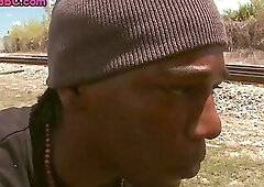 White stud banged outdoor by BBC gay in ass after blowjob