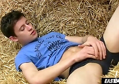 Antonio Palmer strokes his thick dick in the outdoors